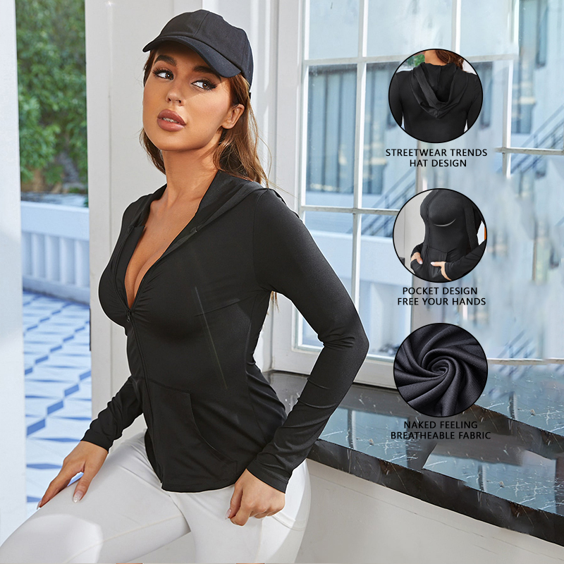 Jaket Olahraga Wanita Hitam, K - Yoga & Fitness Center ulasan dan harga