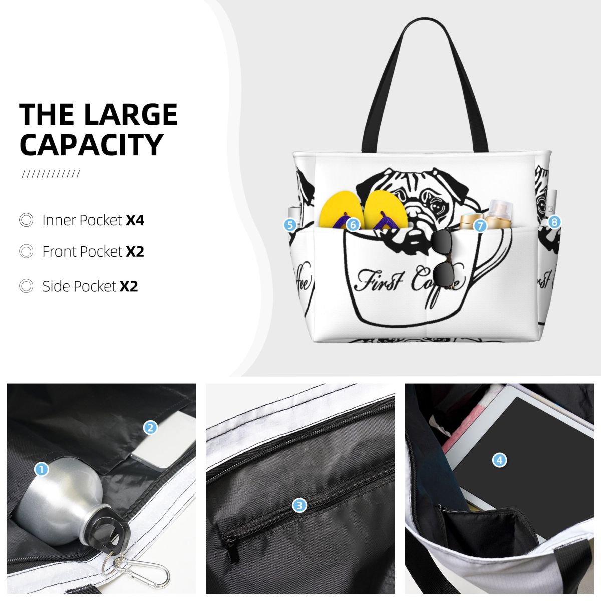 Pug First Coffee Beach Tote Ba - Yoga Fitness First ulasan dan harga